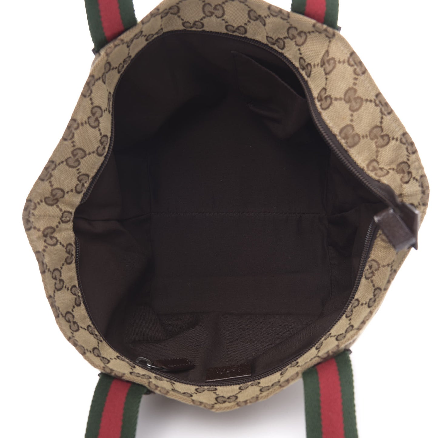 GG Monogram Medium Web Handle Bucket Tote Dark Brown