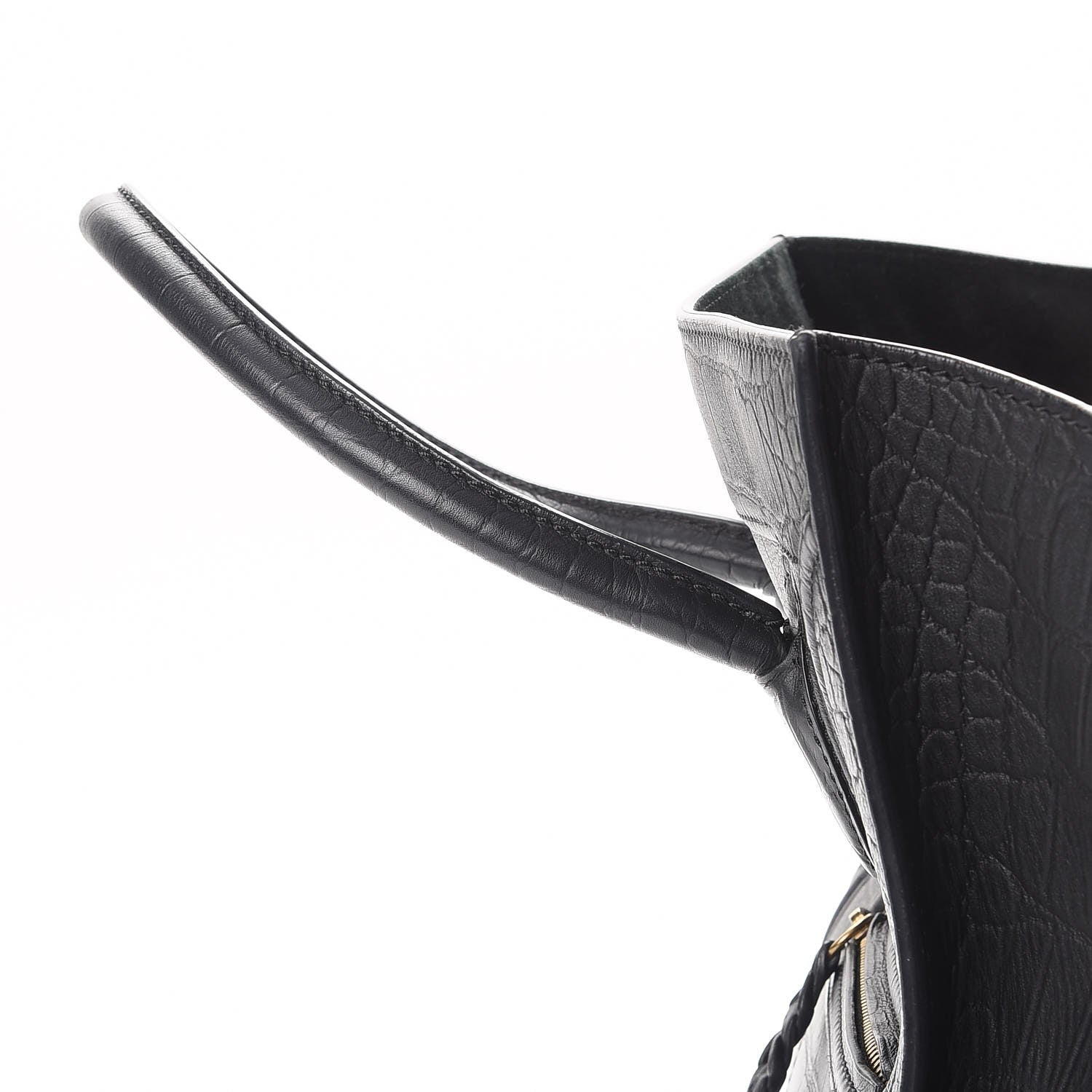 Celine Crocodile Embossed Calfskin Medium Phantom Luggage Black 10 of 12