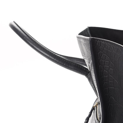 Celine Crocodile Embossed Calfskin Medium Phantom Luggage Black 10 of 12