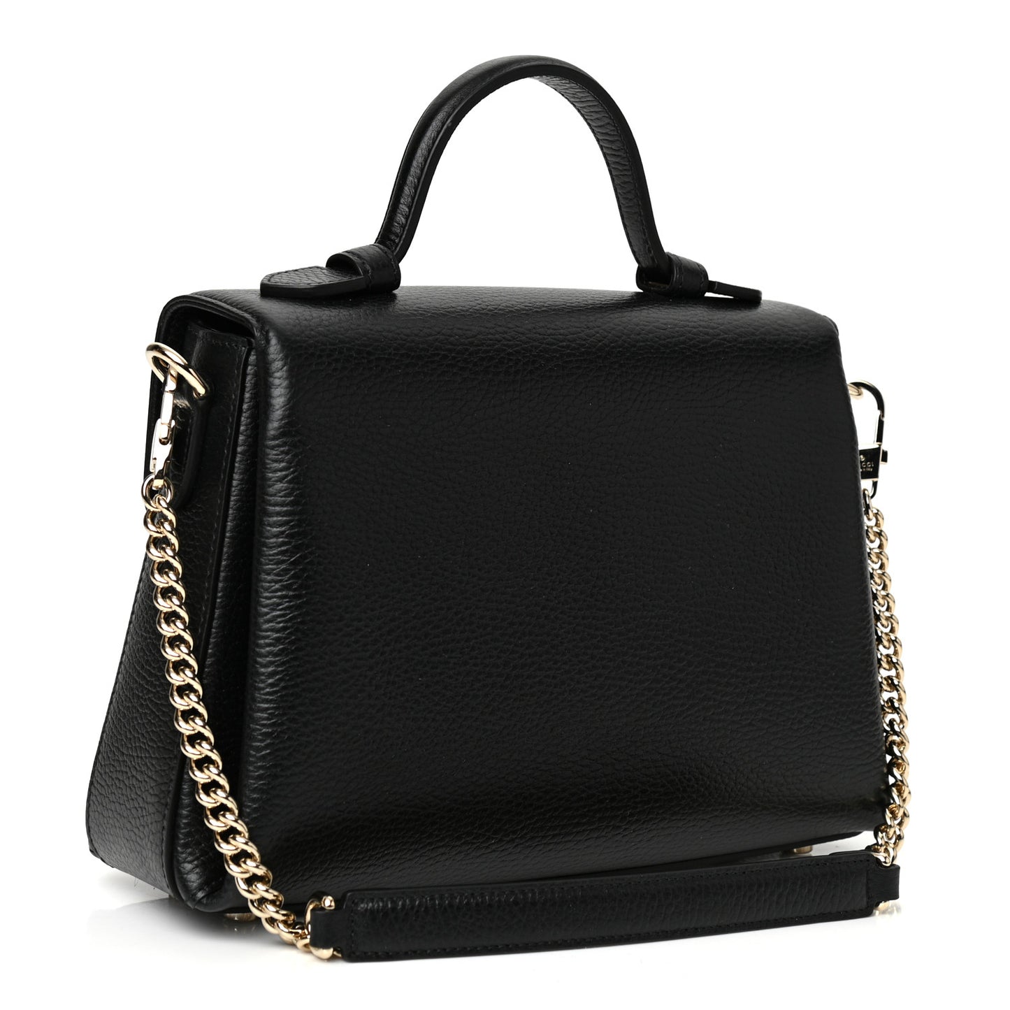 Dollar Calfskin Interlocking G Top Handle Shoulder Bag Black