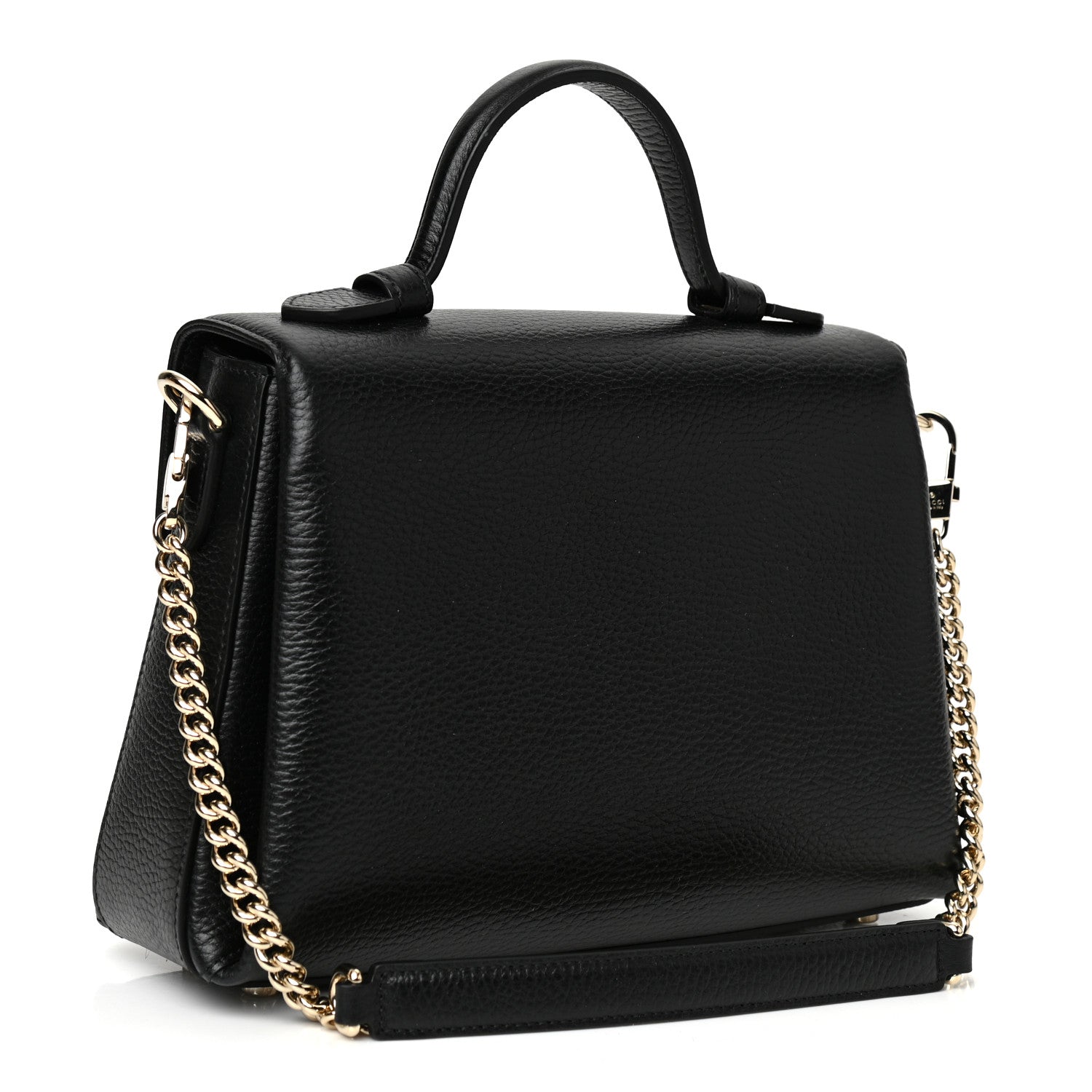 Gucci Dollar Calfskin Interlocking G Top Handle Shoulder Bag Black 2 of 9