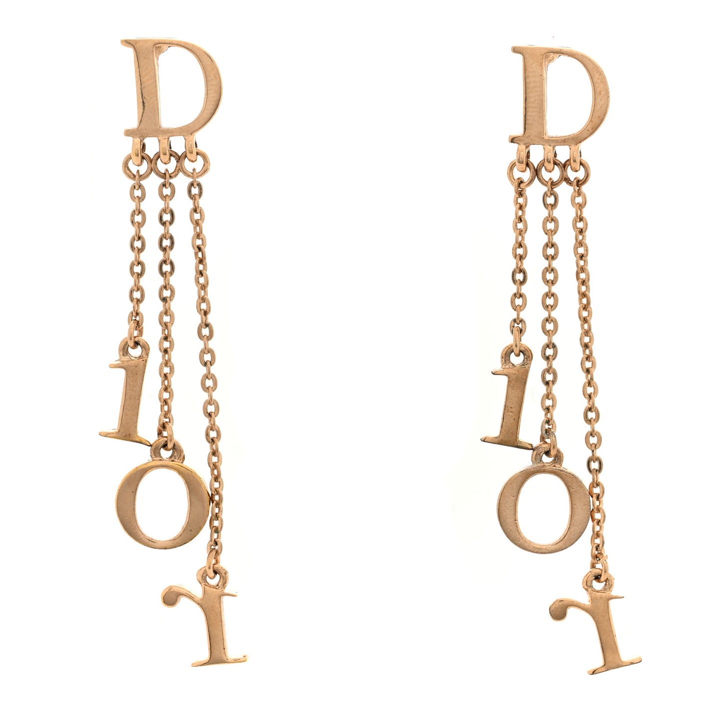 Metal Logo Drop Earrings Gold