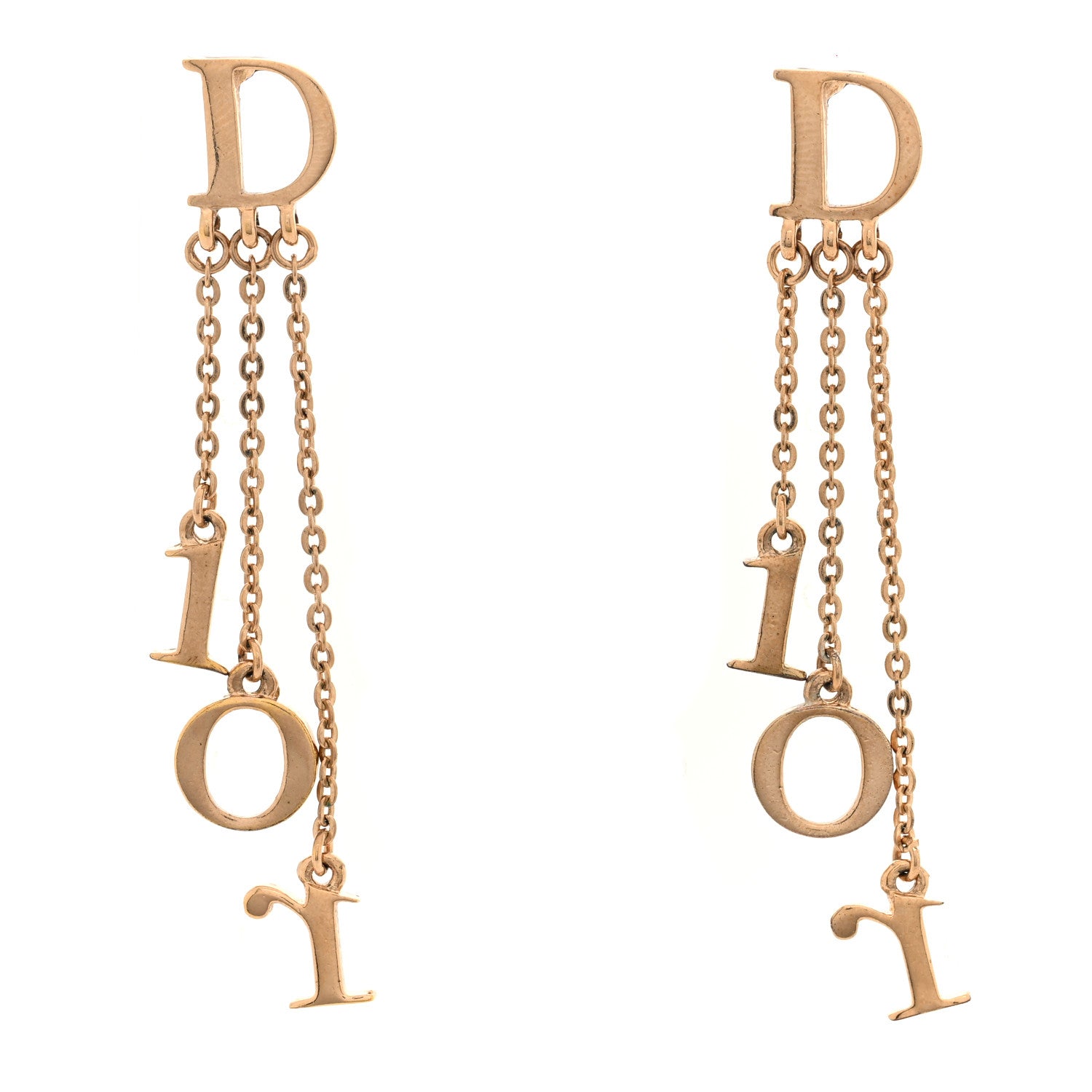 Christian Dior Metal Logo Drop Earrings Gold 1 of 4