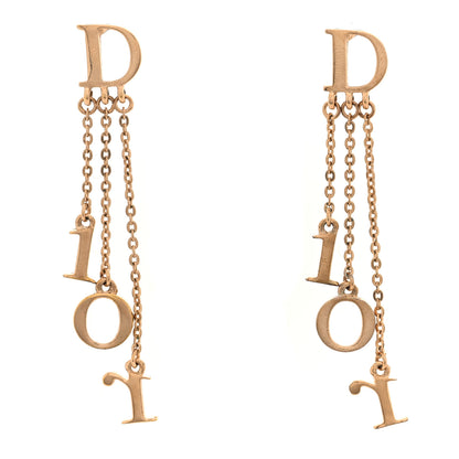 Christian Dior Metal Logo Drop Earrings Gold 1 of 4