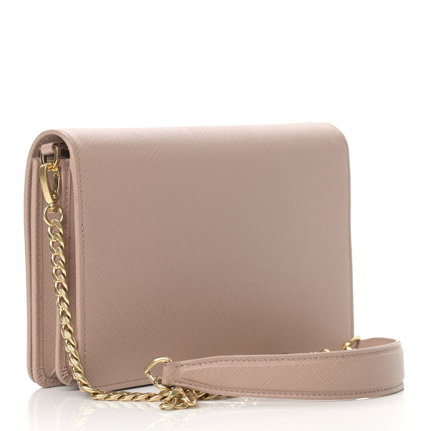 Saffiano Lux Monocrome Chain Wallet Cipria