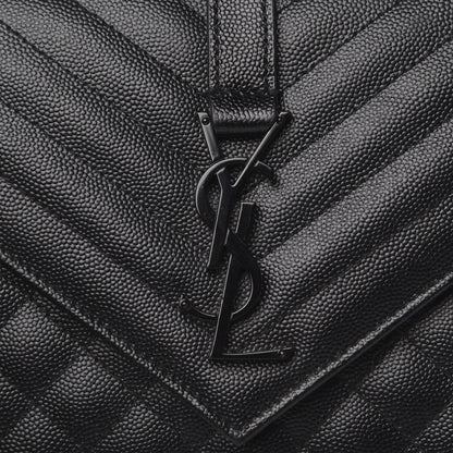 Saint Laurent Grain De Poudre Textured Mixed Matelasse Triquilt Medium Monogram Satchel Black 10 of 11