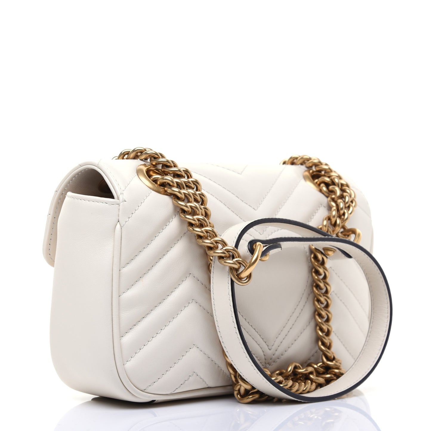 Calfskin Matelasse Mini GG Marmont Shoulder Bag White