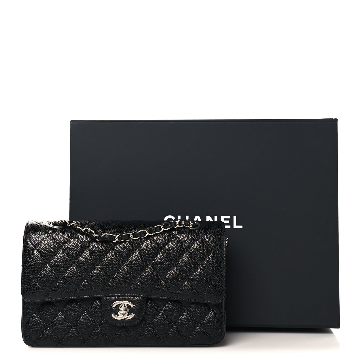 Caviar Quilted Medium Double Flap Black