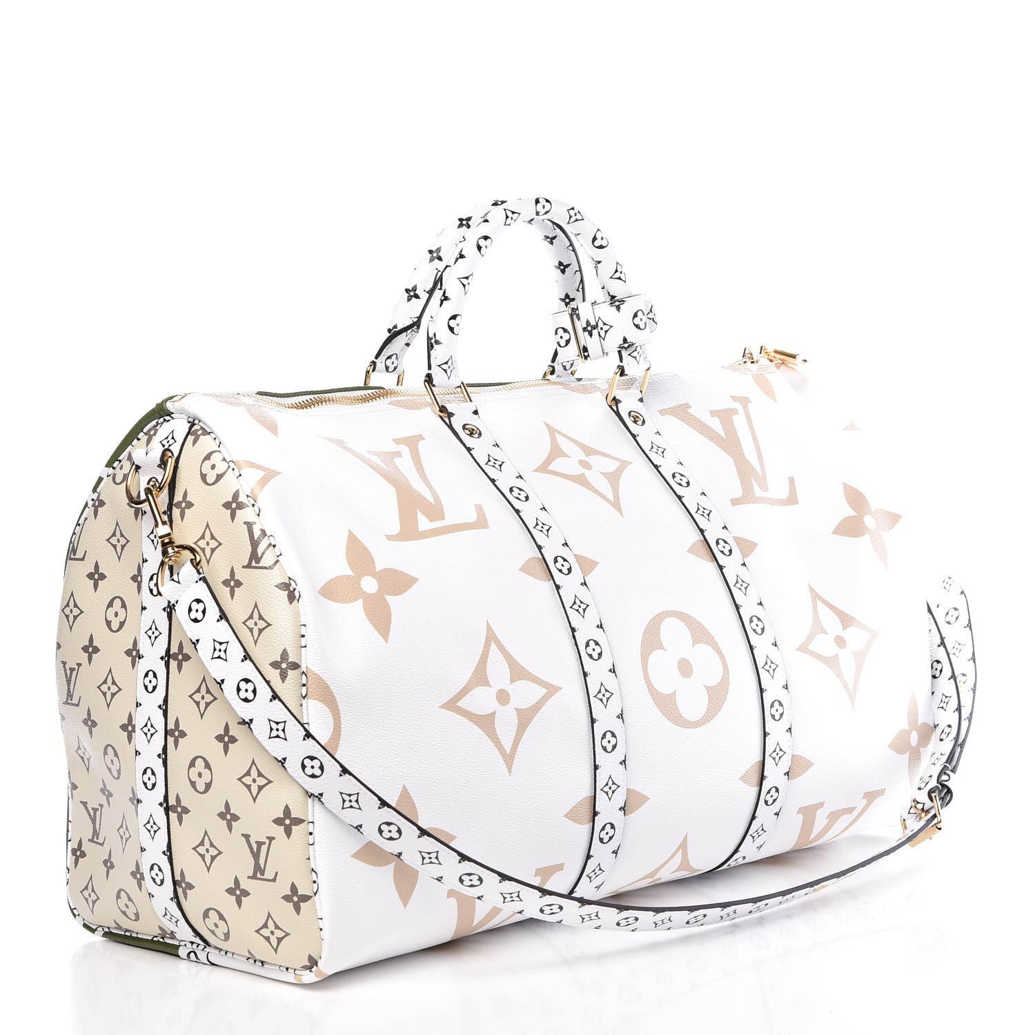 Louis Vuitton Monogram Giant Keepall Bandouliere 50 Kaki Beige 4 of 12