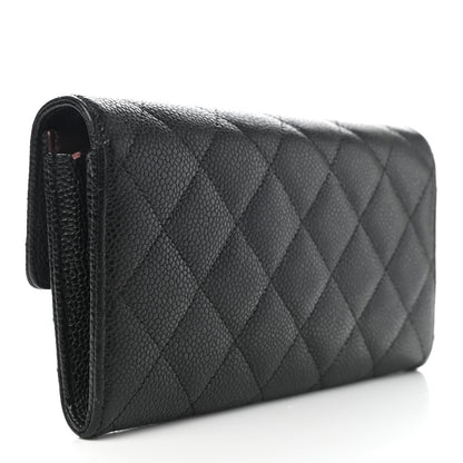 Chanel Caviar Quilted Large Gusset Flap Wallet Black 3 of 8