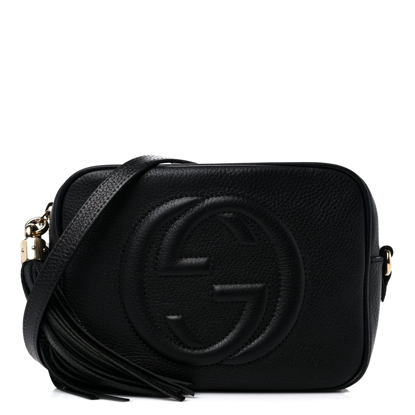 Pebbled Calfskin Small Soho Disco Bag Black