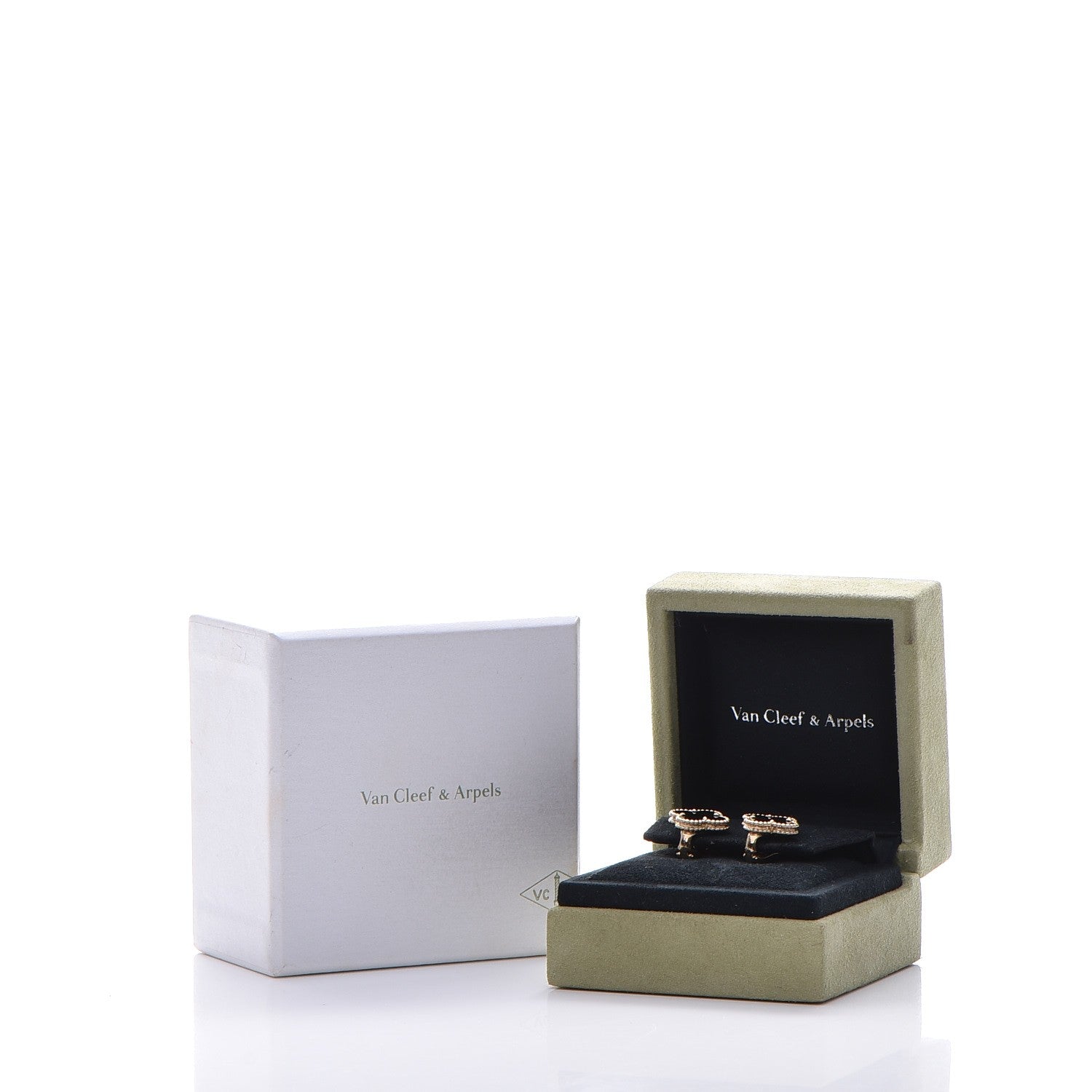 Van Cleef & Arpels 18K Yellow Gold Black Onyx Vintage Alhambra Earrings 6 of 6