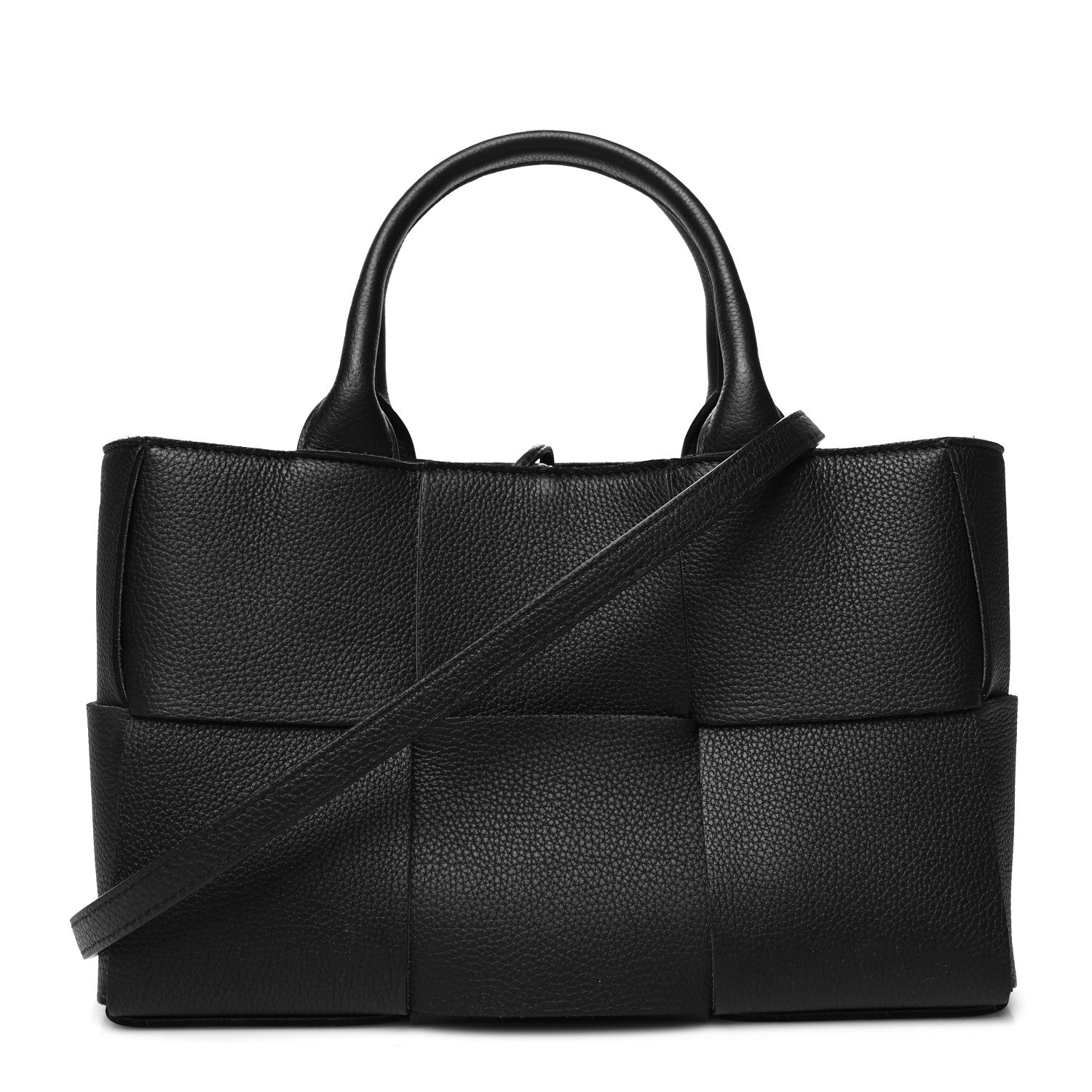 Bottega Veneta Grained Calfskin Maxi Intrecciato Mini Arco Tote Black 3 of 11