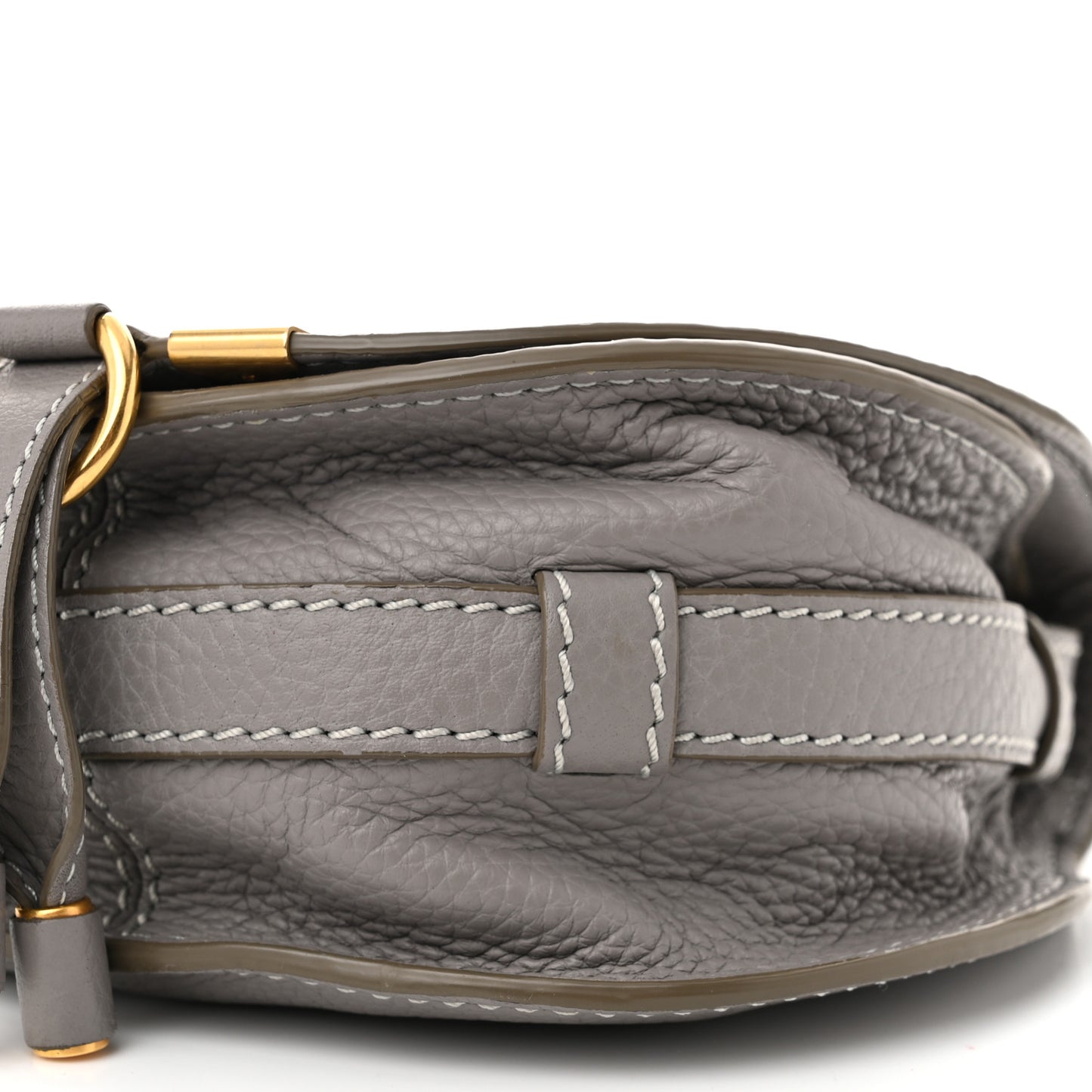 Grained Calfskin Small Marcie Saddle Bag Cashmere Grey