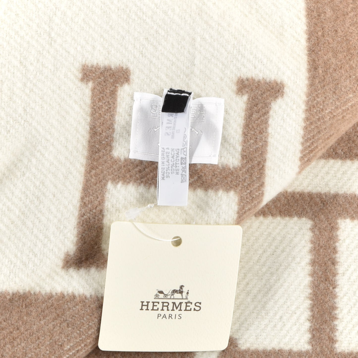 Wool Cashmere Avalon Baby Blanket Noisette Moyen White