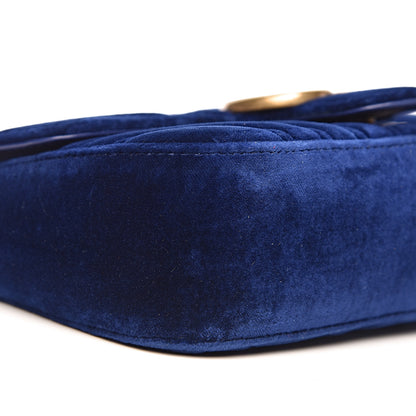 Gucci Velvet Matelasse Mini GG Marmont Shoulder Bag Cobalt Blue 9 of 11