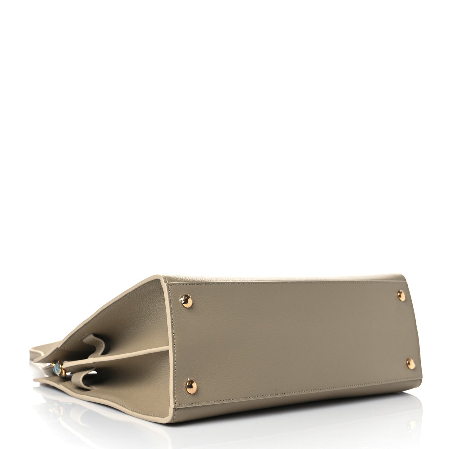 Grainy Calfskin Medium Title Bag Honey