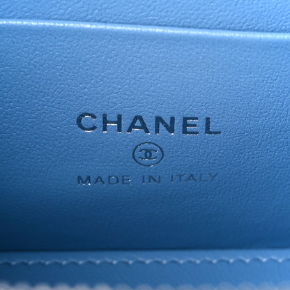 Chanel Denim Quilted Sweetheart Small Vanity Case With Chain Blue 6 of 11