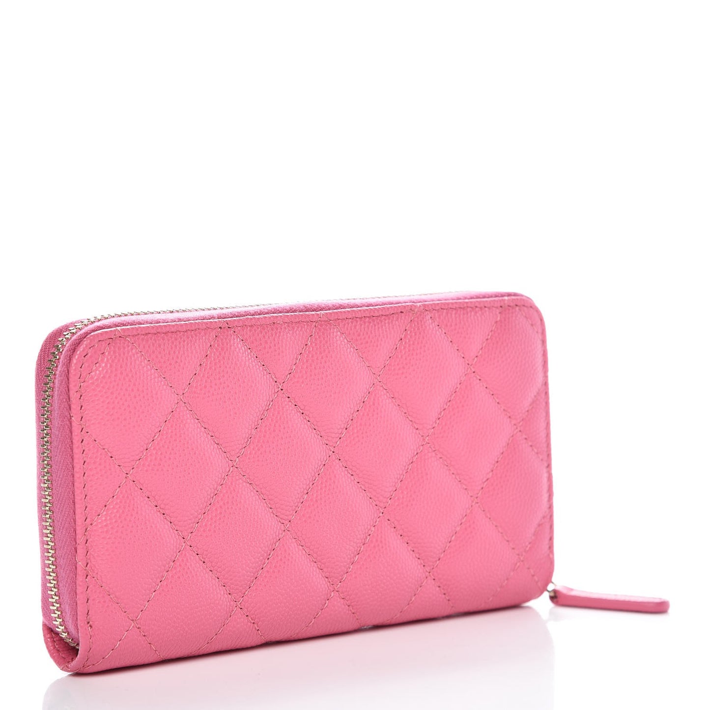 Caviar Quilted Small Zip Around Wallet Pink