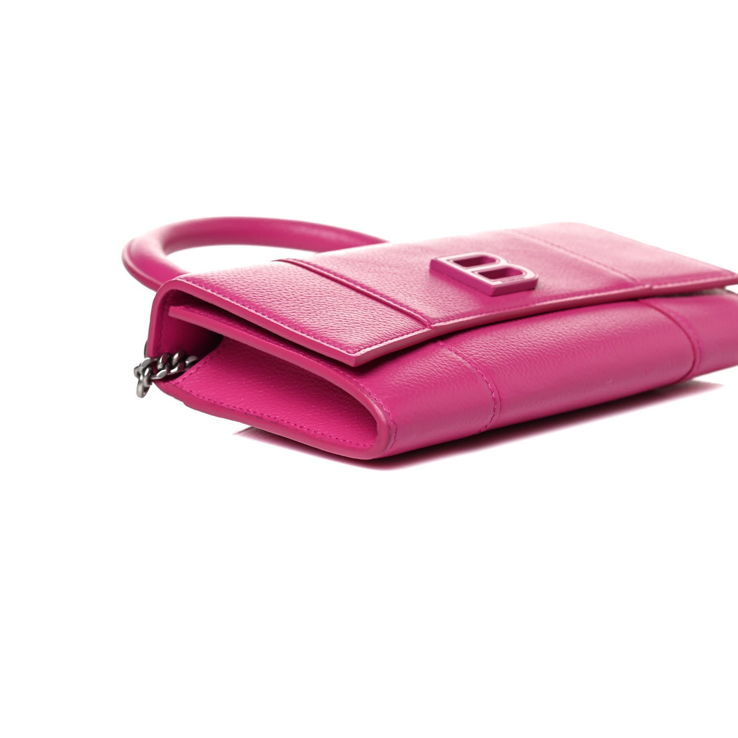 Balenciaga Grained Calfskin Tonal B Hourglass Top Handle Crossbody Phone Holder Fuchsia 8 of 10