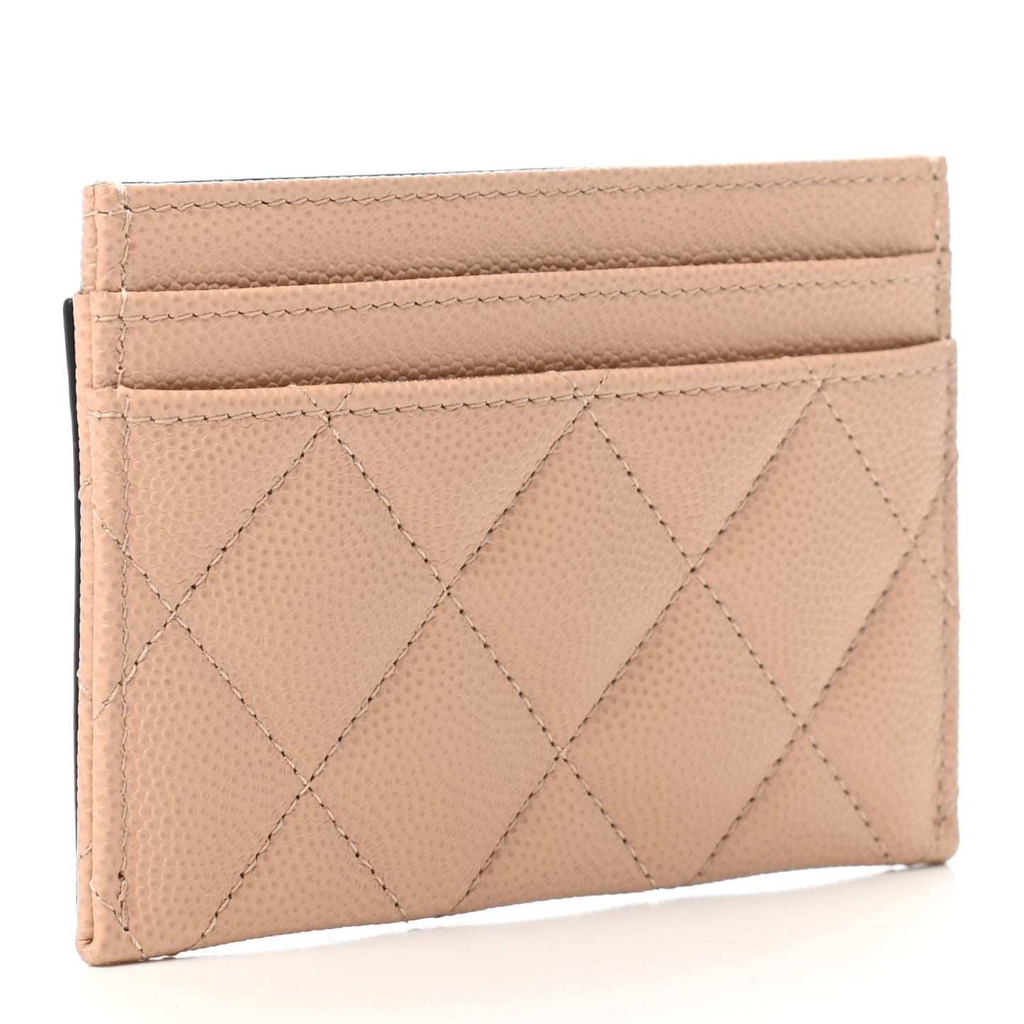 Caviar Quilted Filigree Card Holder Beige Black