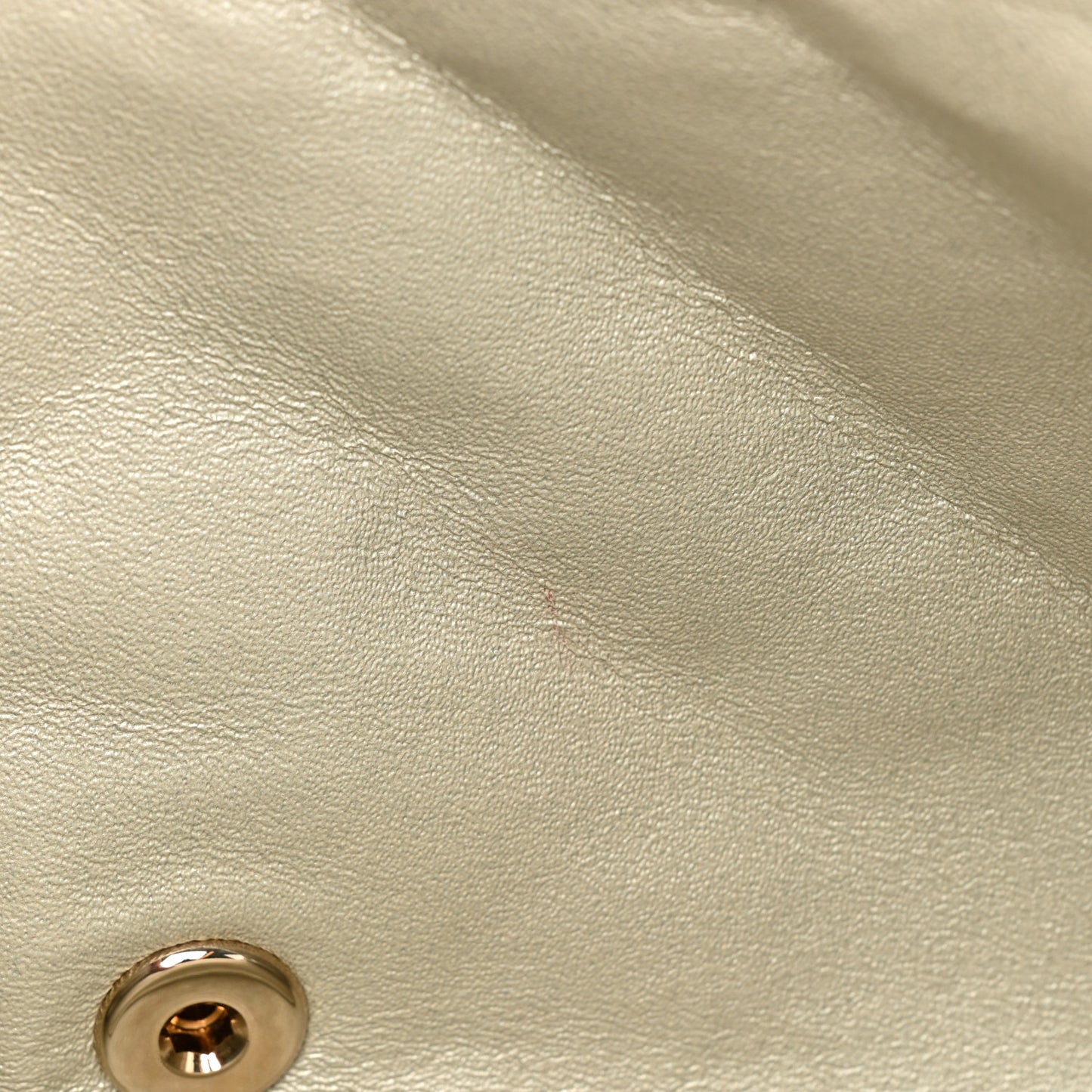 Iridescent Calfskin Quilted Clutch With Chain Flap Light Gold