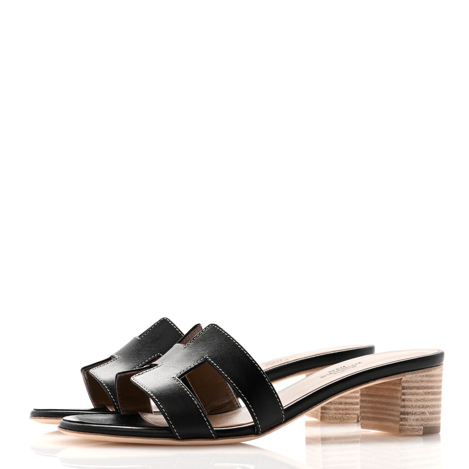 Hermes Calfskin Oasis Sandals 37.5 Black 3 of 8