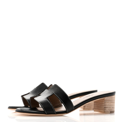 Hermes Calfskin Oasis Sandals 37.5 Black 3 of 8
