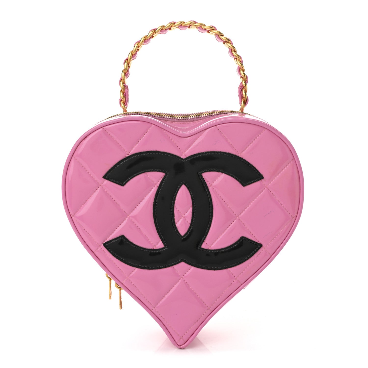 Chanel Patent Quilted CC Barbie Heart Vanity Case Pink 2 of 25
