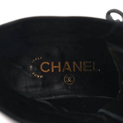 Chanel Calfskin Shiny Calfskin Quilted Lace Up Combat Boots 39 Black 7 of 10