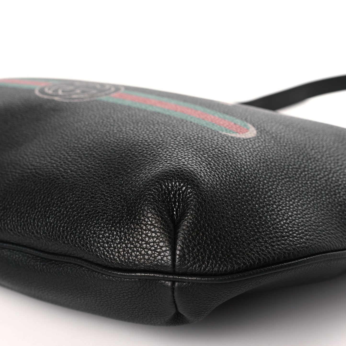Grained Calfskin Logo Half Moon Hobo Black