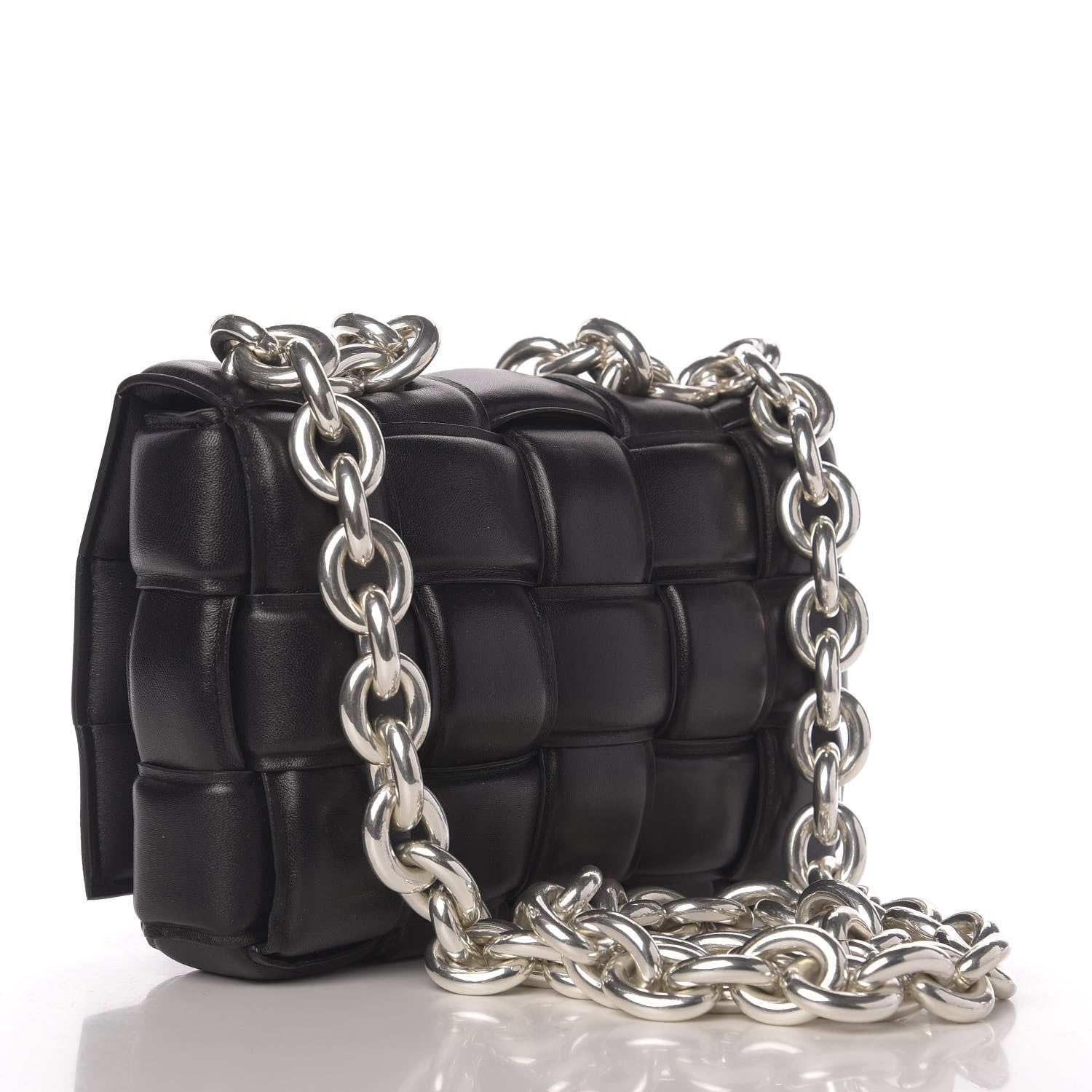 Bottega Veneta Lambskin Maxi Intreccio Padded Chain Cassette Crossbody Bag Black 4 of 10