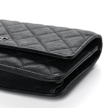 Chanel Crumpled Calfskin Quilted Wallet On Chain WOC So Black 11 of 16