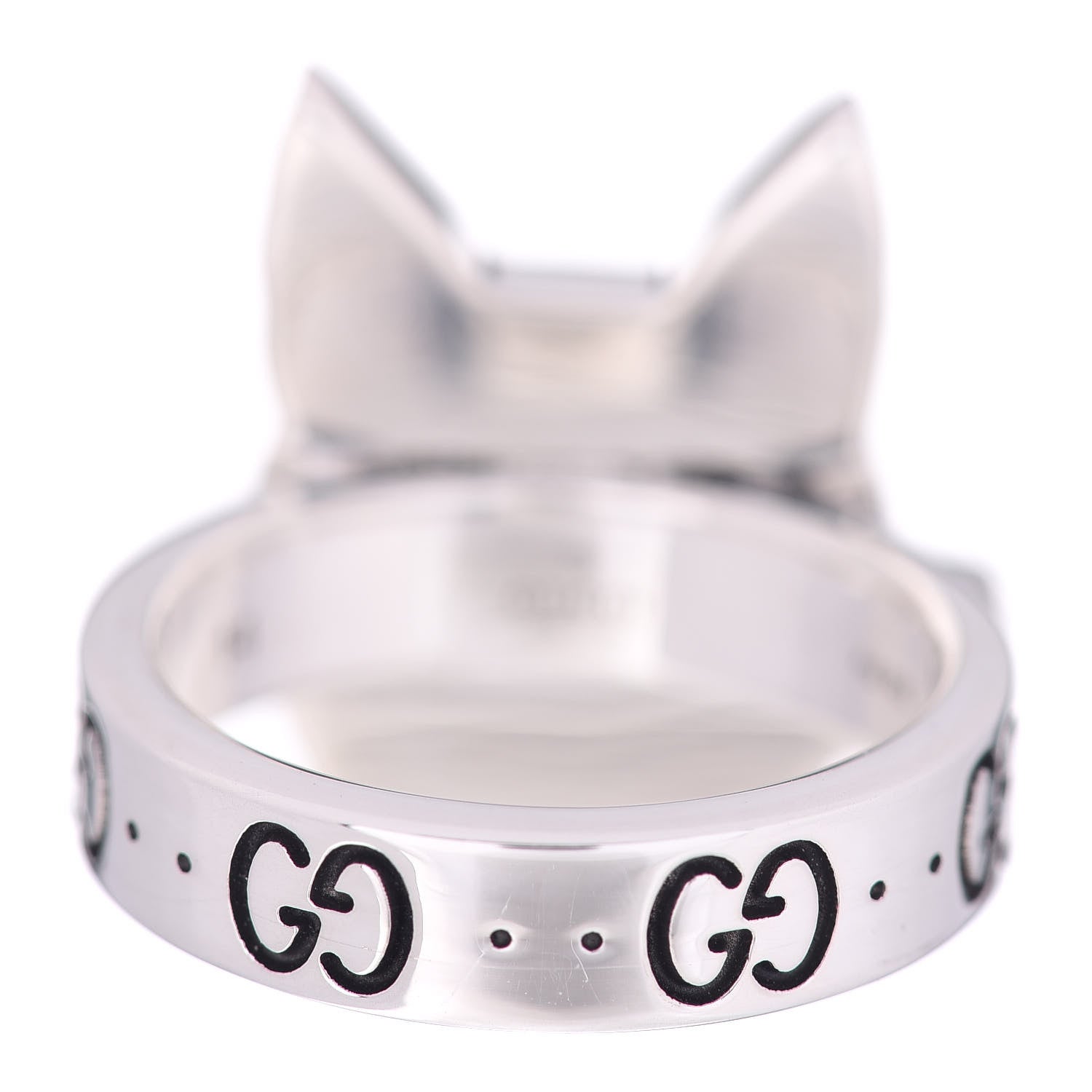 Gucci Sterling Silver Enamel Bosco Ring 54 6.75 4 of 5