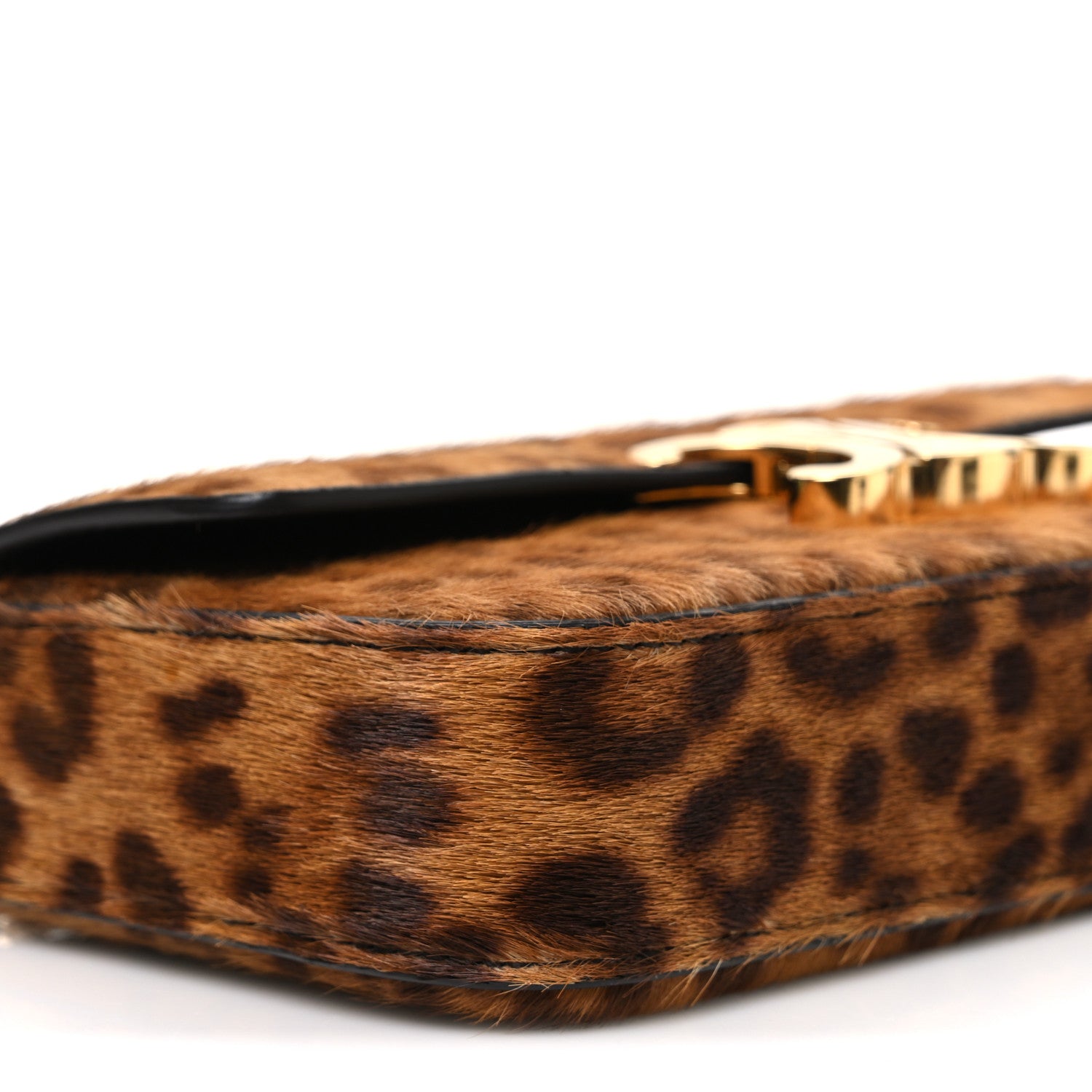 Celine Pony Hair Leopard Print Triomphe Chain Shoulder Bag Multicolor 9 of 10