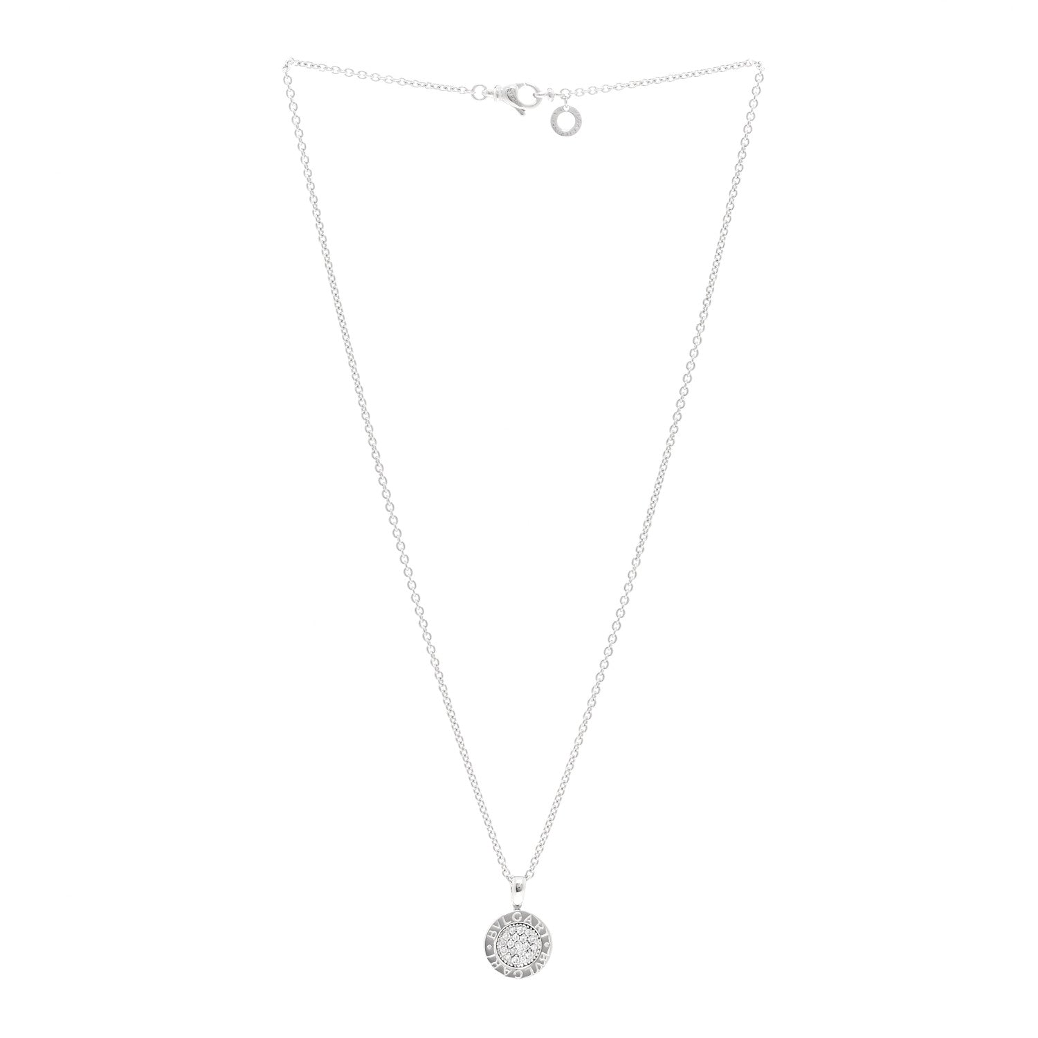Bulgari 18K White Gold Diamond BVLGARI BVLGARI Pave Pendant Necklace 3 of 4