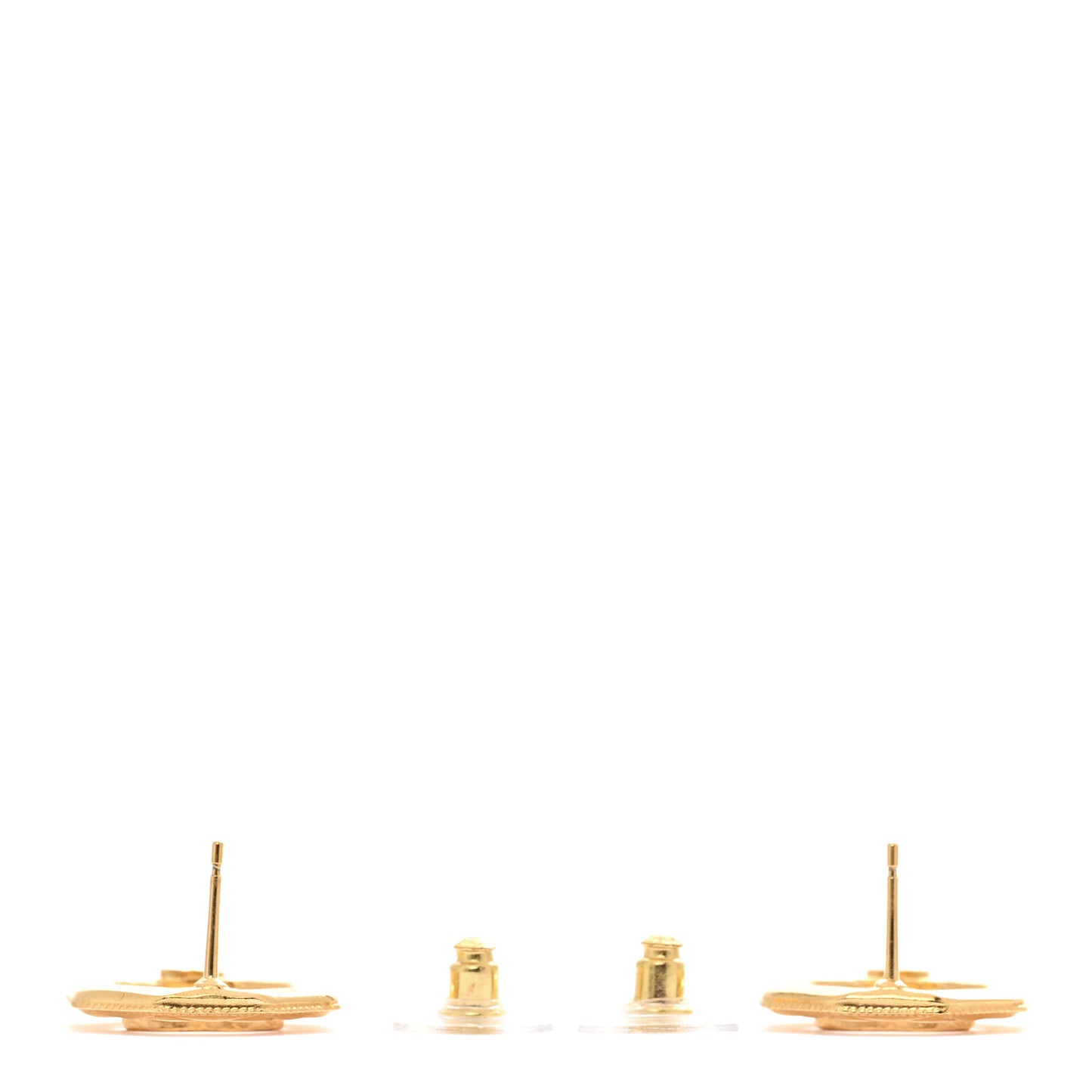 Metal Crystal Quilted CC Octagonal Stud Earrings Gold