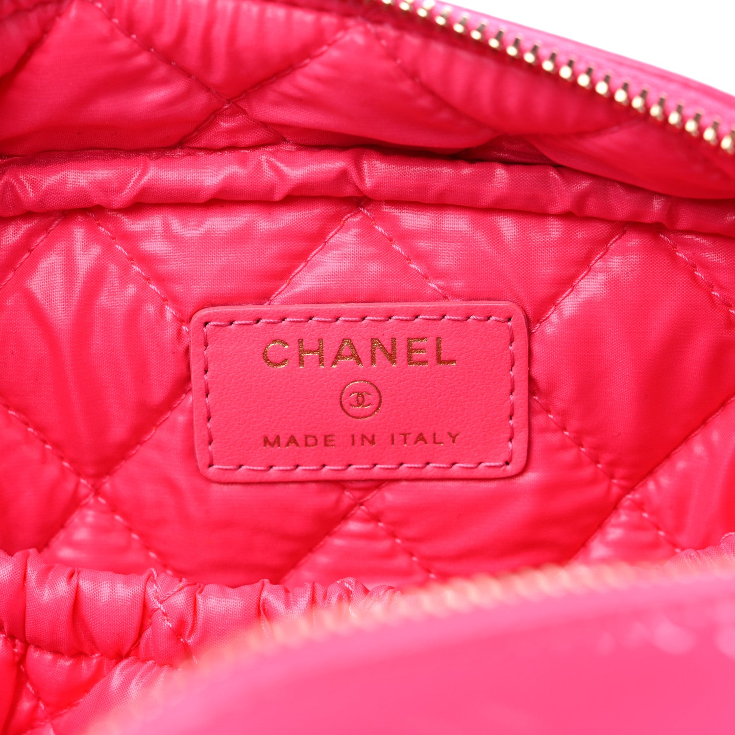 Chanel Patent Quilted Medium Curvy Pouch Cosmetic Case Pink 6 of 9