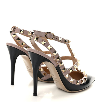 Valentino Garavani Patent Nappa Rockstud Ankle Strap 100mm Pumps 35 Black Poudre 4 of 8