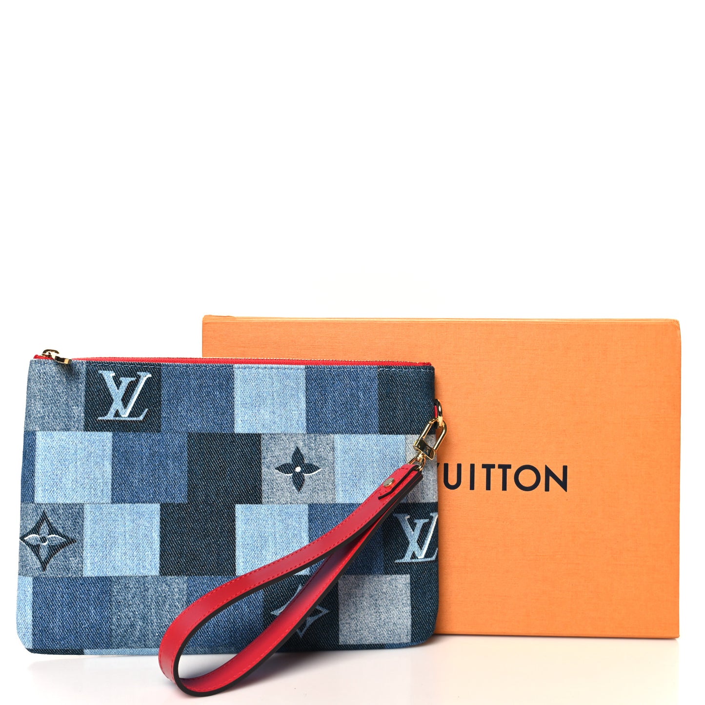 Denim Monogram Patchwork City Pouch Blue Rouge