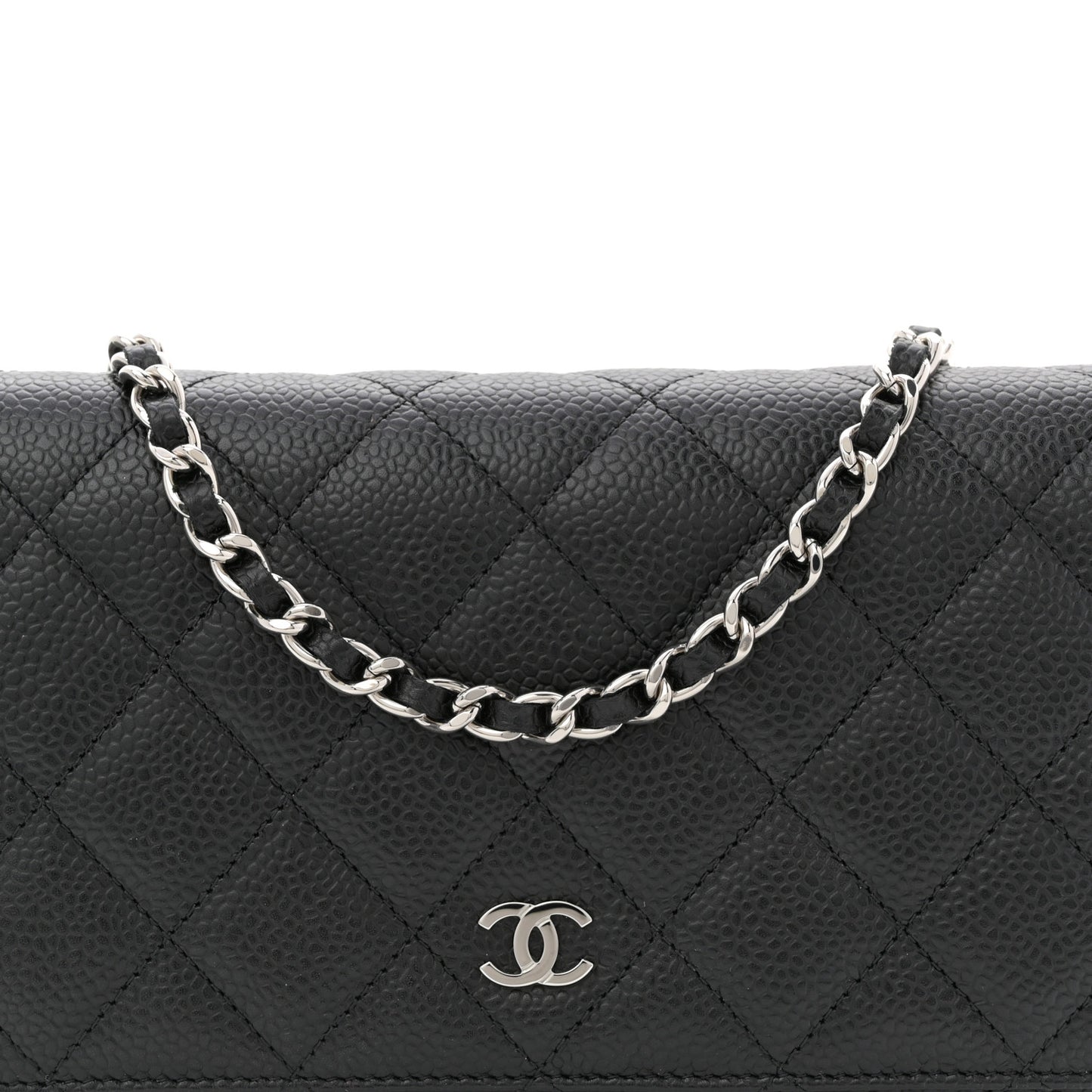 Caviar Quilted Wallet on Chain WOC Black