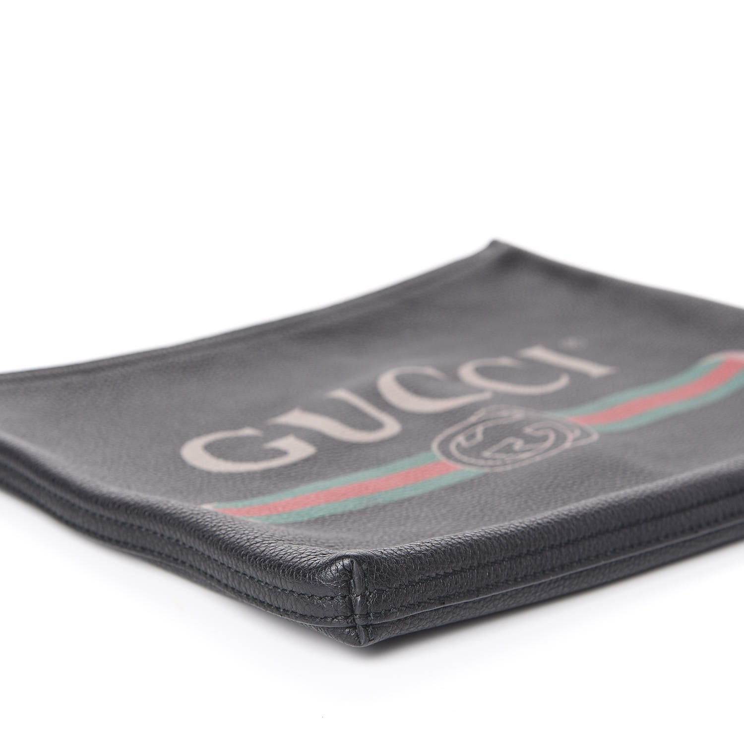 Gucci Pebbled Calfskin Medium Logo Portfolio Clutch Black 5 of 10