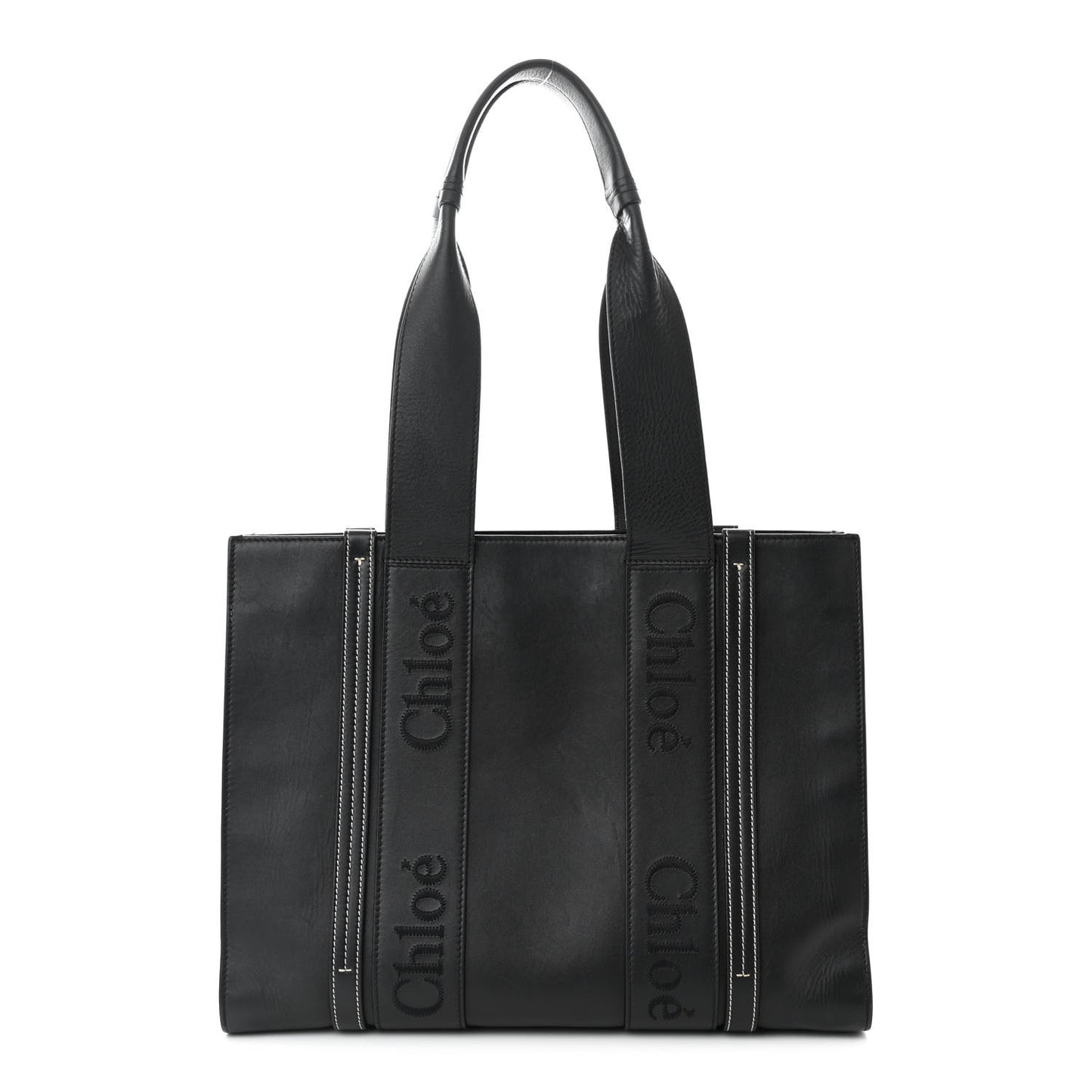 Calfskin Medium Woody Tote Black
