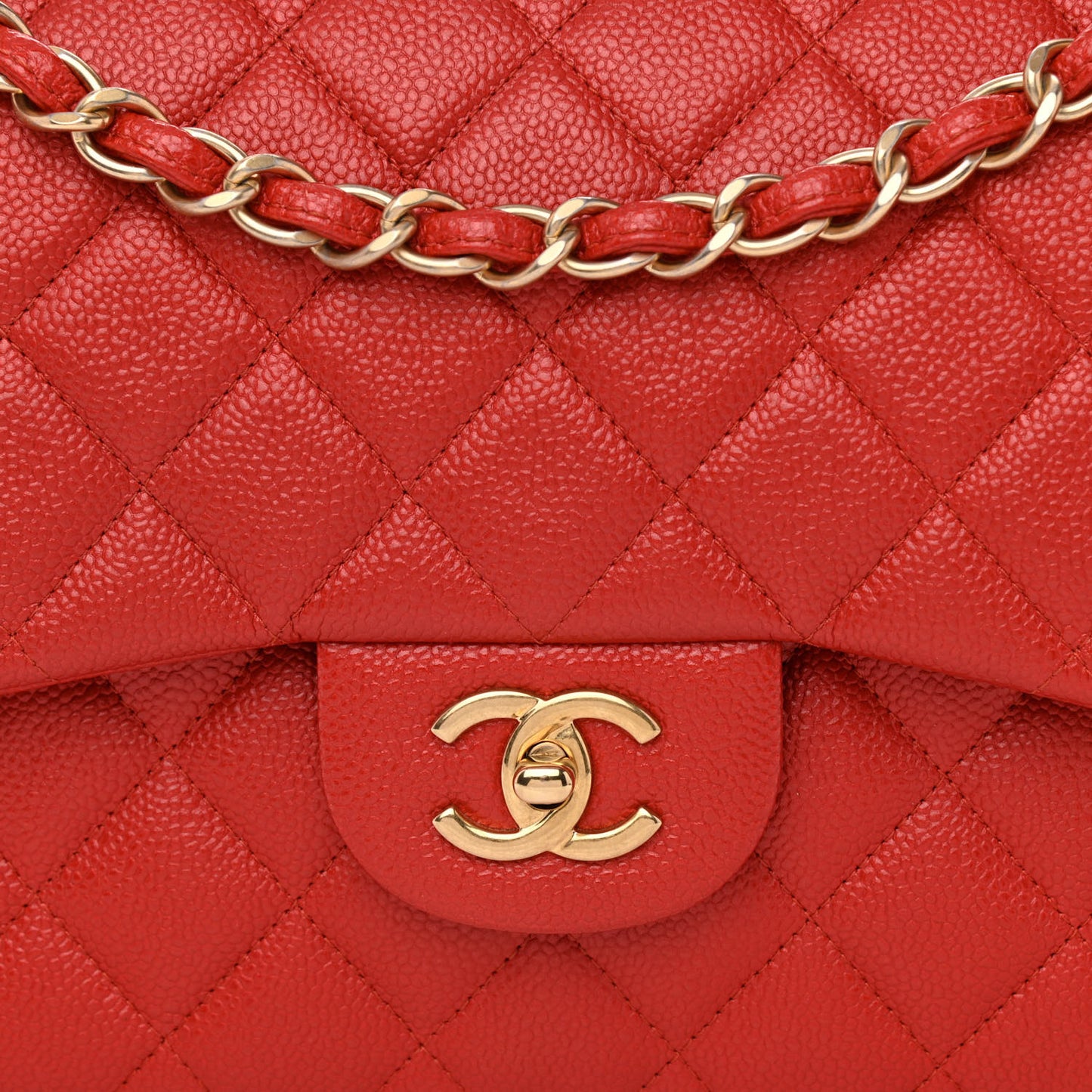 Pearly Caviar Quilted Jumbo Double Flap Orange