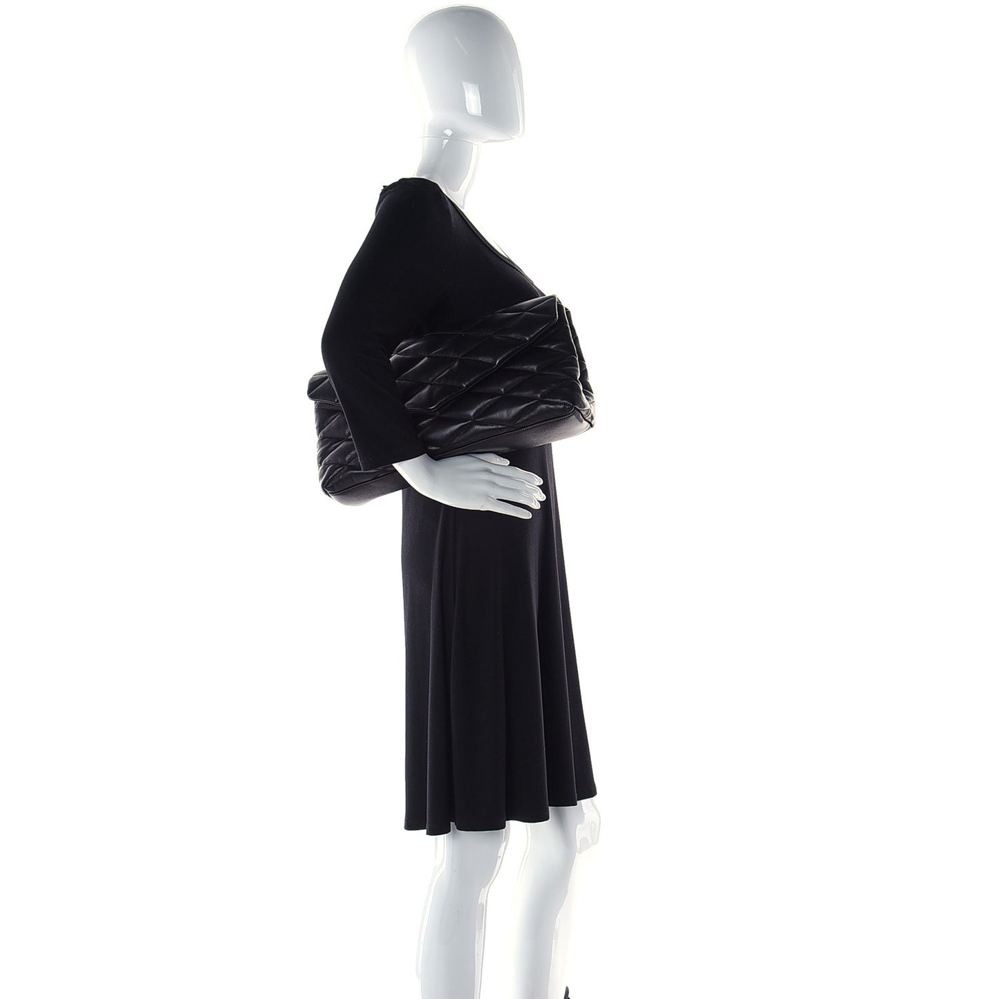Lambskin Quilted Sade Puffer Envelope Clutch Black