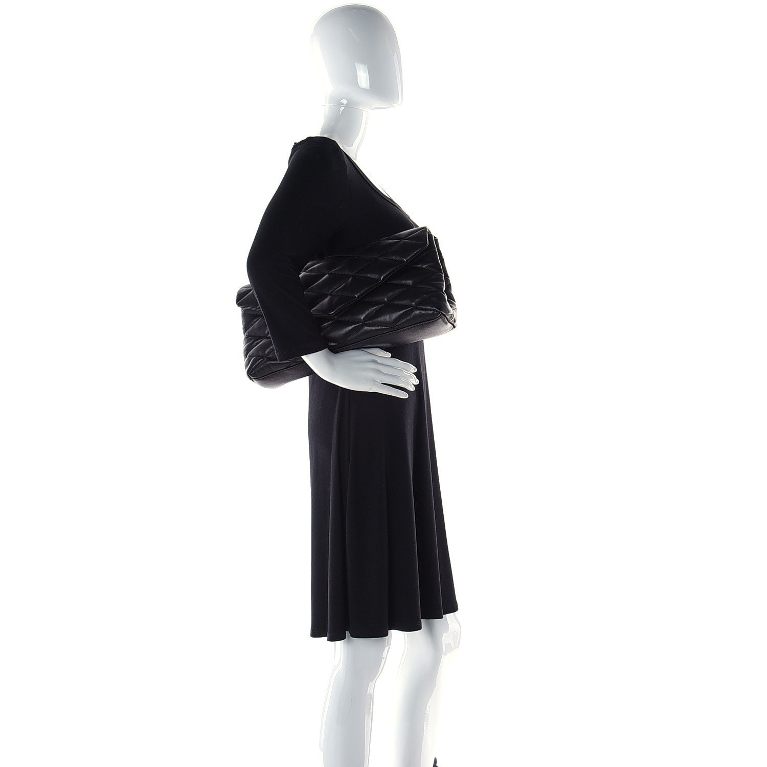 Saint Laurent Lambskin Quilted Sade Puffer Envelope Clutch Black 2 of 7