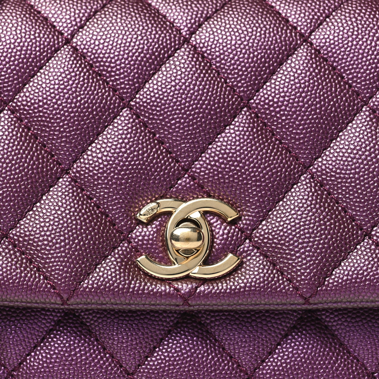 Chanel Iridescent Caviar Quilted Extra Mini Coco Handle Flap Purple 8 of 10