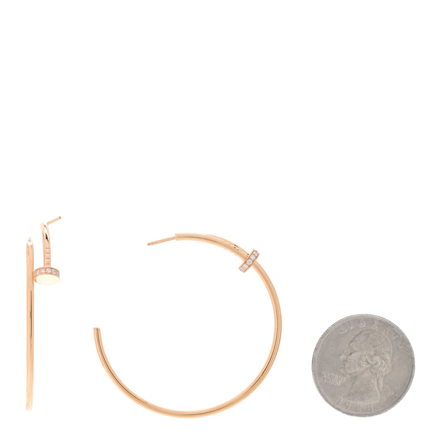 18K Pink Gold Diamond Juste Un Clou Hoop Earrings
