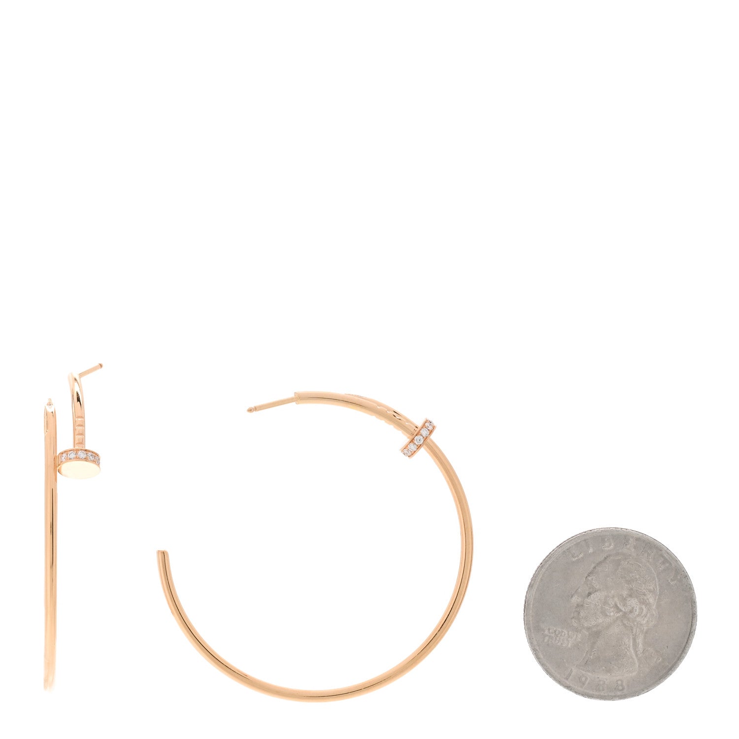 Cartier 18K Pink Gold Diamond Juste Un Clou Hoop Earrings 2 of 6