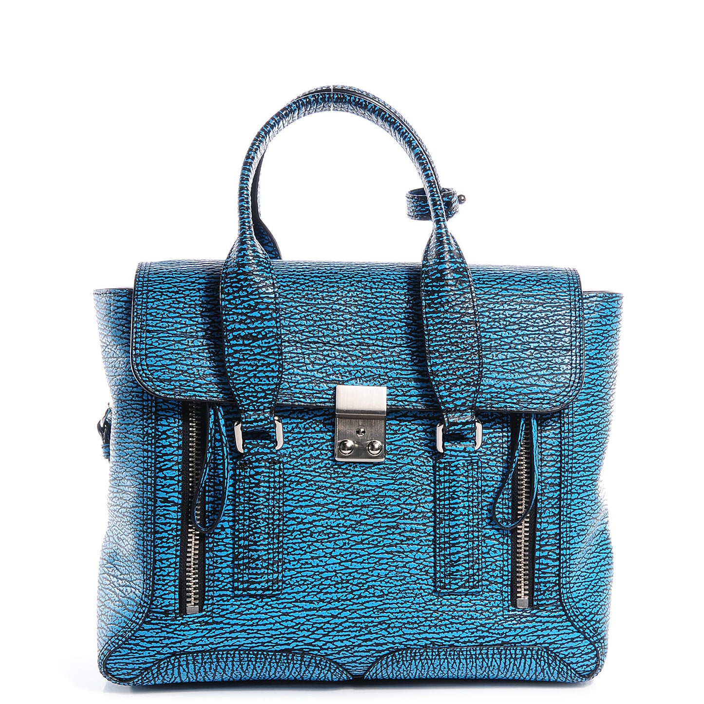 3.1 Shark Embossed Leather Medium Pashli Satchel Turquoise